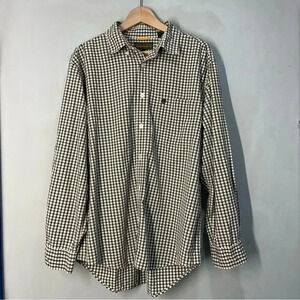 Mens Timberland Sz  Large Yellow,Tan,Black Plaid Long Sleeve Button Down Shirt